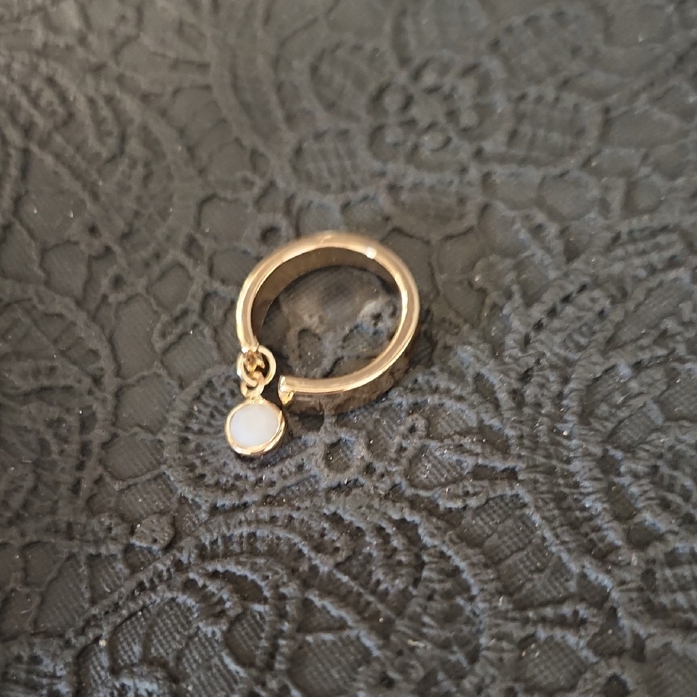 Gold and White Minimalist Ring with Pearl Charm